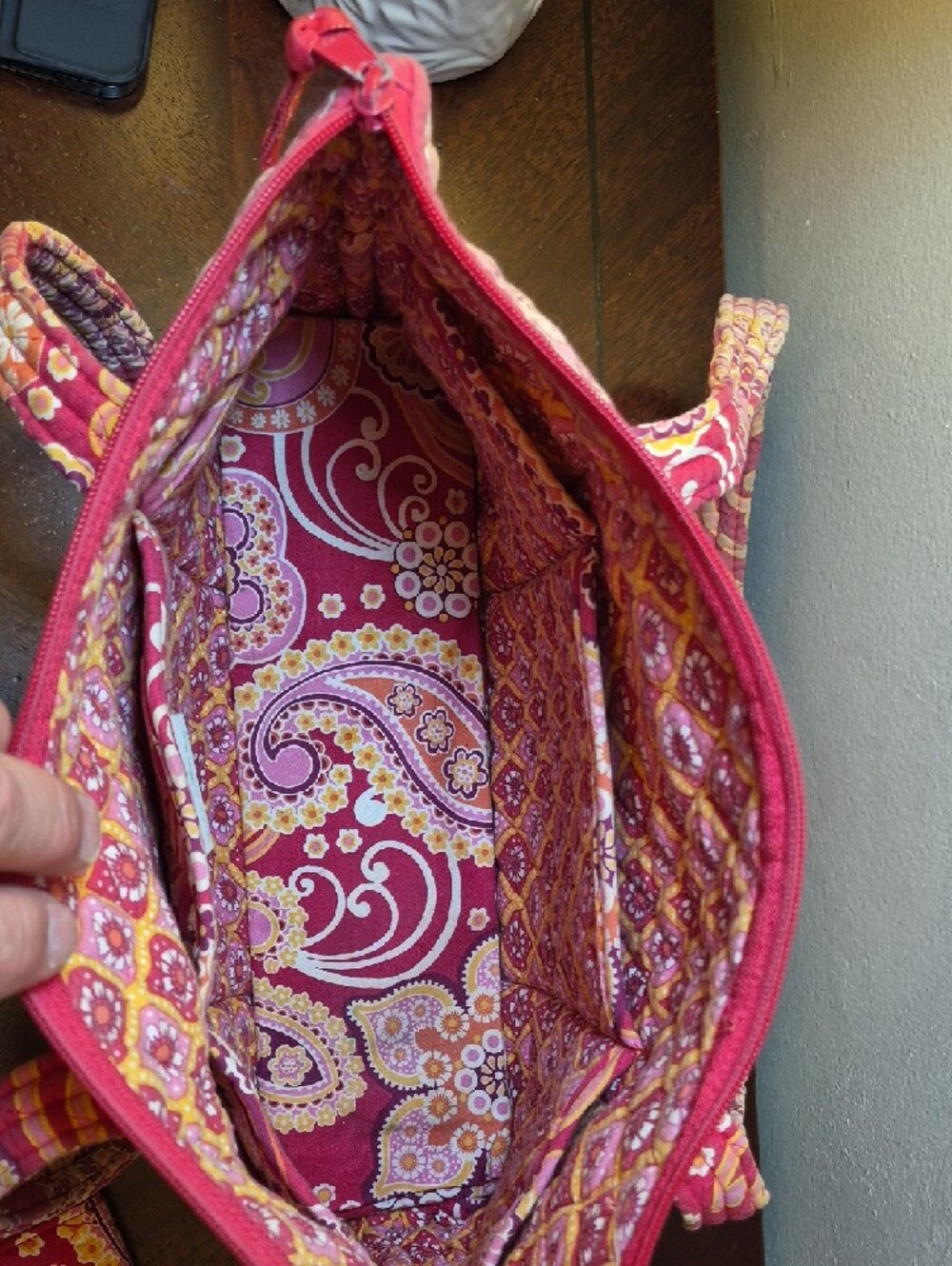 Vera Bradley Pink and Yellow Paisley Quilted Tote with Wristlet - Picture 5 of 5